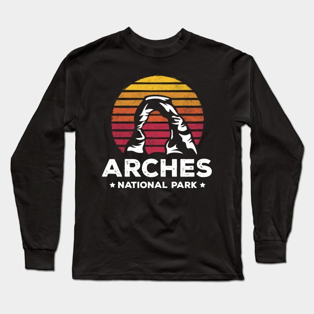 Retro Arches National Park Delicate Arch Utah Gift Long Sleeve T-Shirt by HCMGift